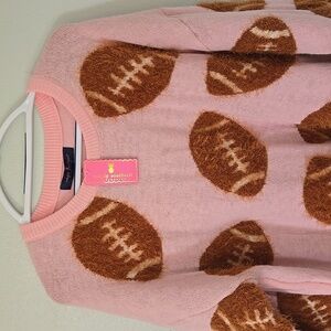 Simply Southern | Fuzzy Pink Football Sweater Size XXL NWT